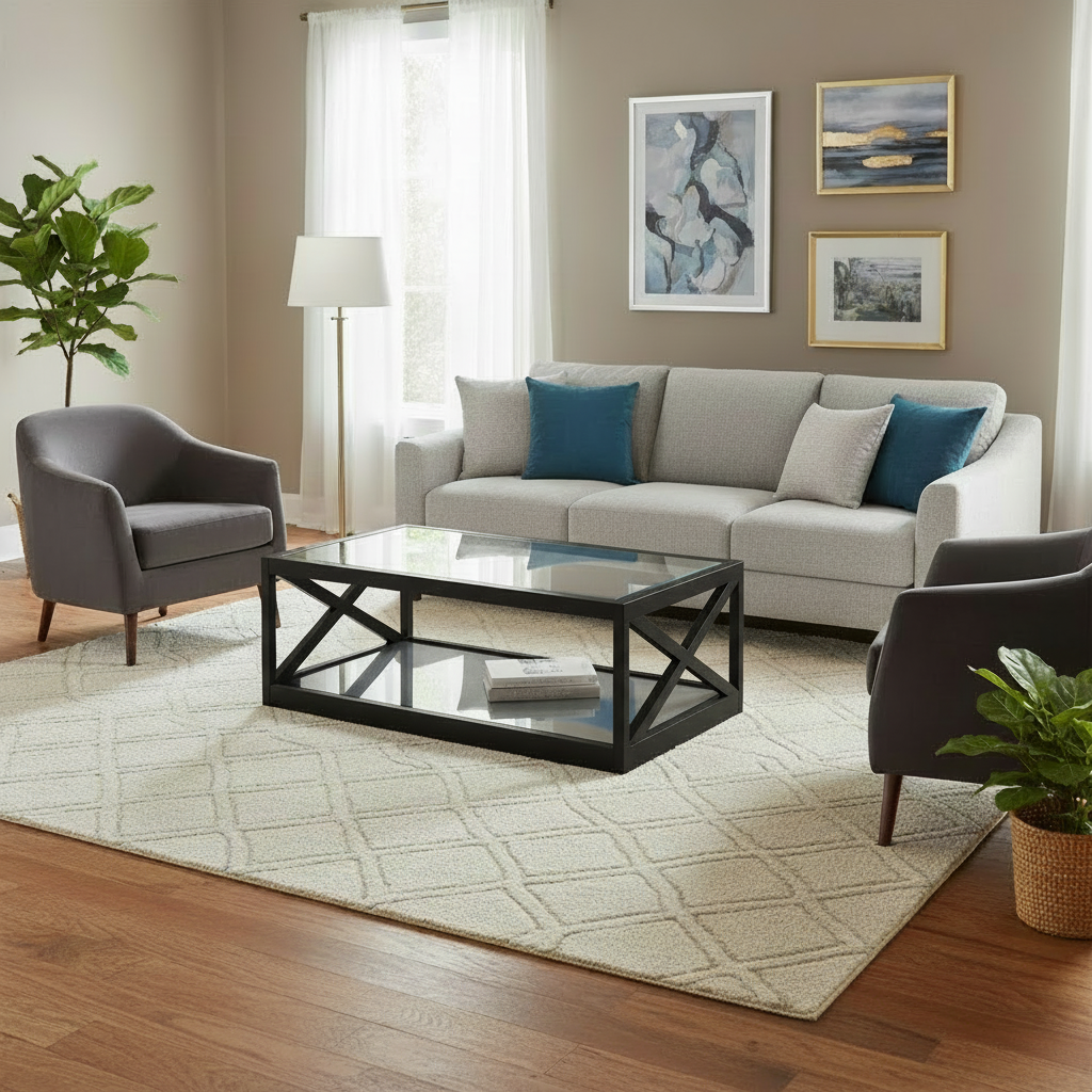 Stolik kawowy ENIF – czarny,zloty lub srebrny dwie szyby