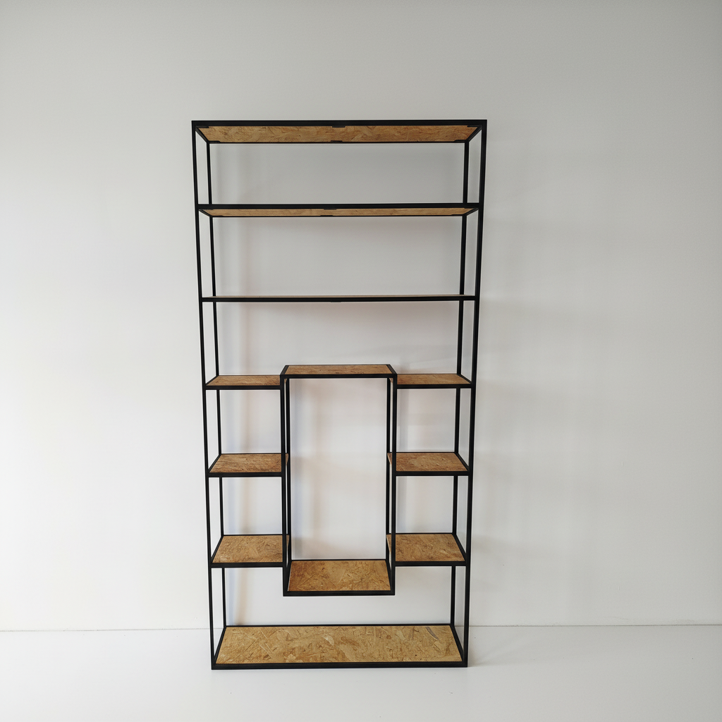 Metalowy regał Ewa 2 z półkami do wyboru – szkło lub drewno