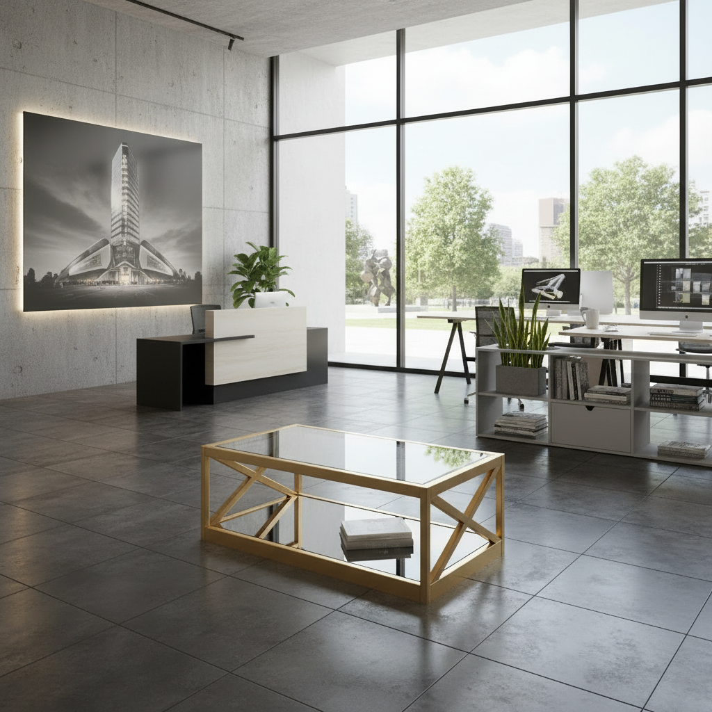 Stolik kawowy ENIF – czarny,zloty lub srebrny dwie szyby