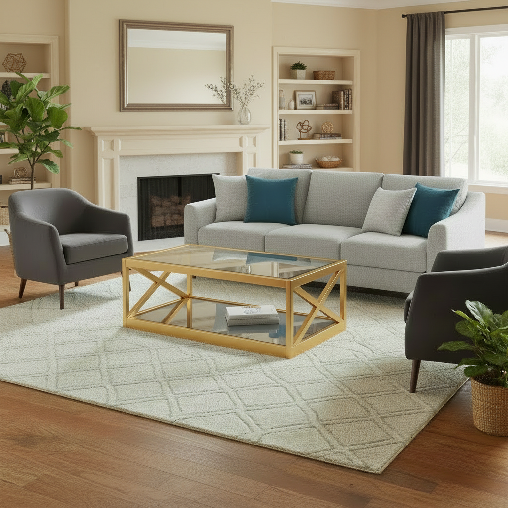 Stolik kawowy ENIF – czarny,zloty lub srebrny dwie szyby