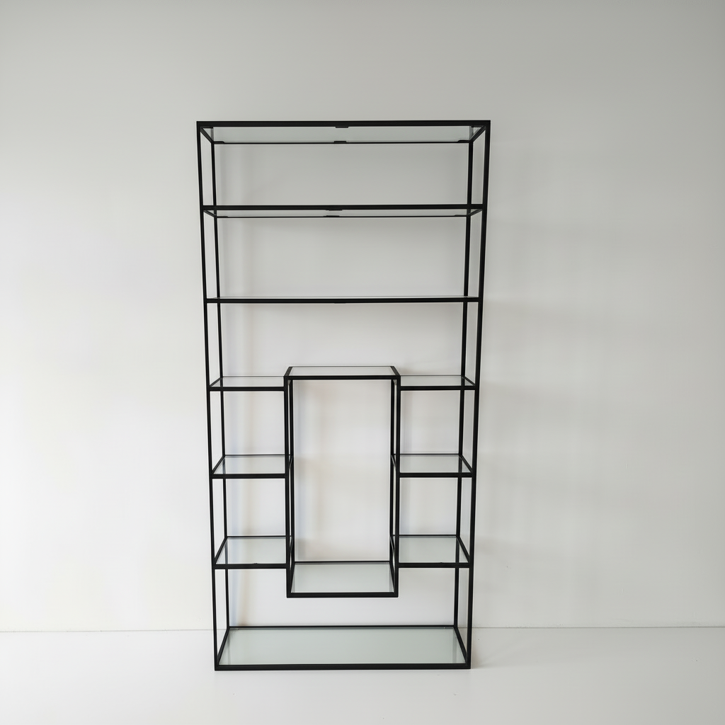 Metalowy regał Ewa 2 z półkami do wyboru – szkło lub drewno