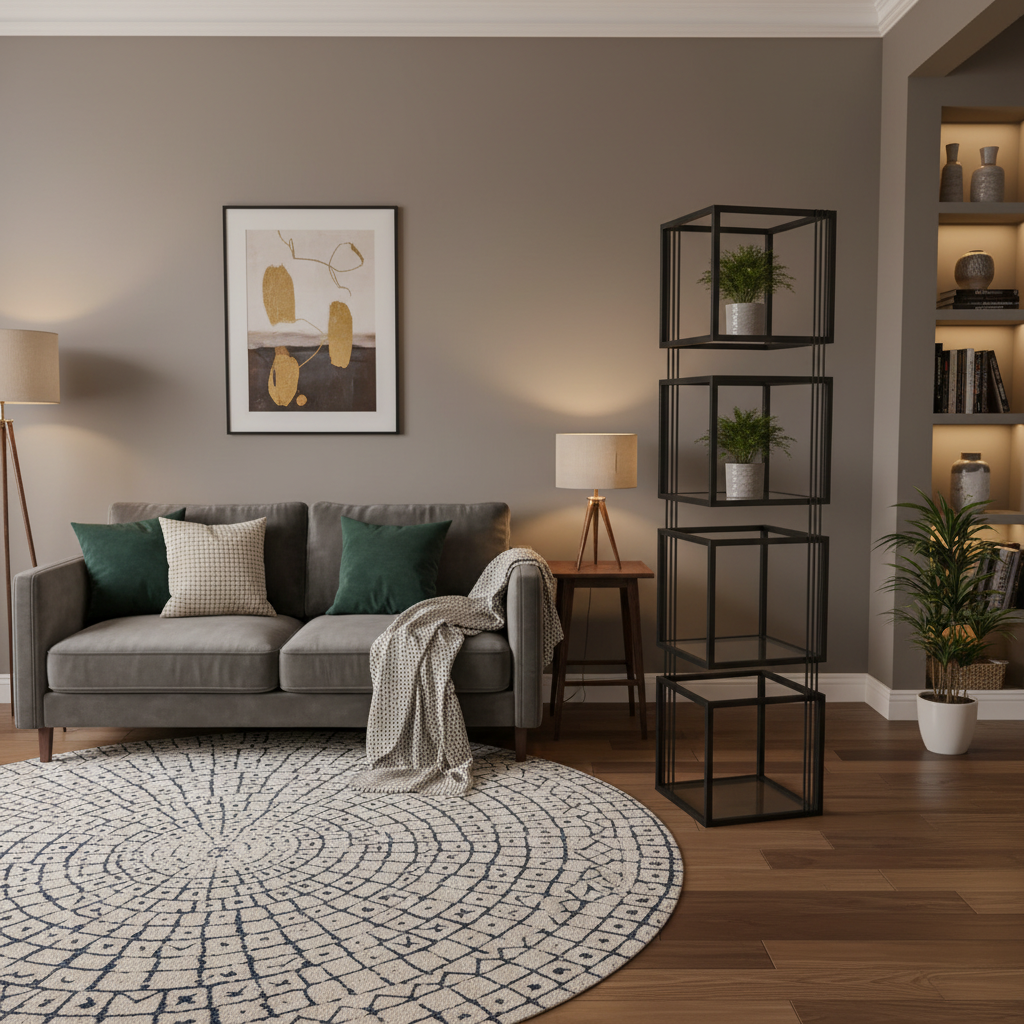 Regał kostka 4 – profil stalowy 20x20, półki szklane 4mm