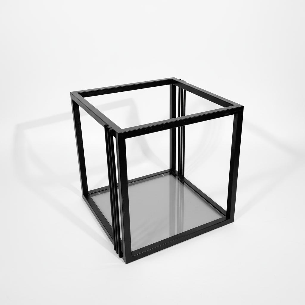 Regał Kostka – Jedna Półka | Profil 20x20 | Wys. 42 cm | Szyba 4mm Antisol-Grafit