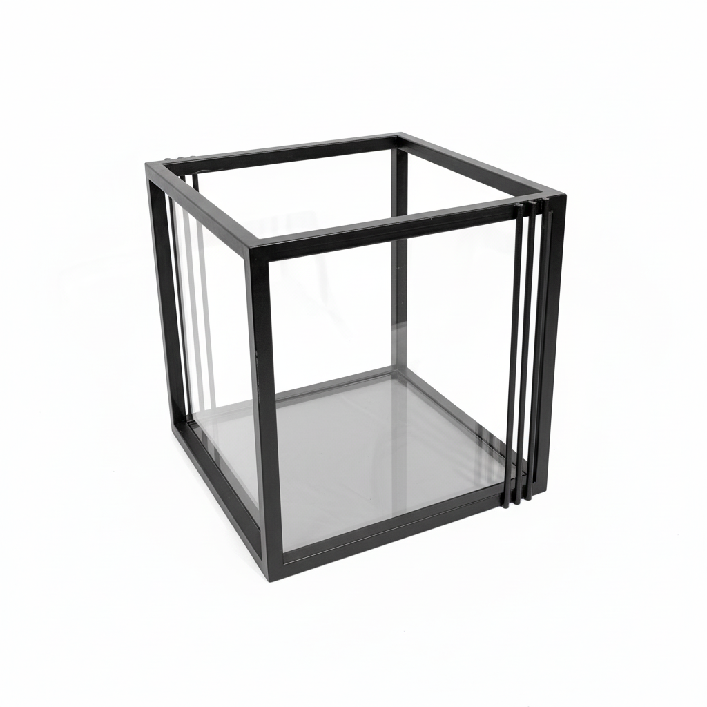 Regał Kostka – Jedna Półka | Profil 20x20 | Wys. 42 cm | Szyba 4mm Antisol-Grafit