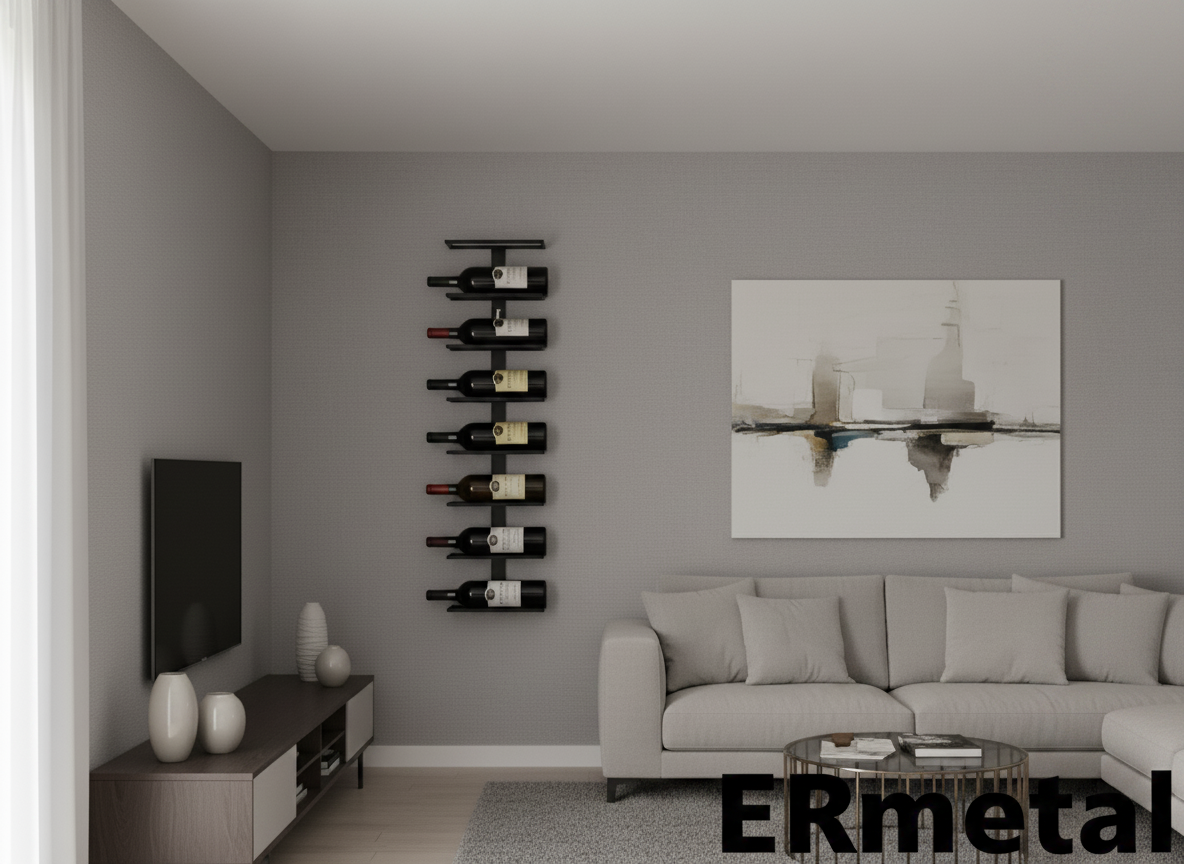 Wiszący stojak na wino – montaż ścienny, czarny