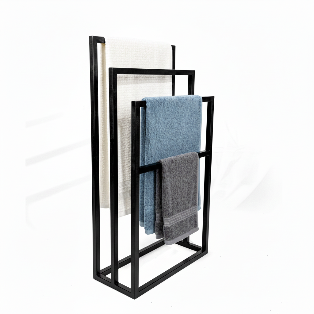 Metalowy stojak na ręczniki – czarny